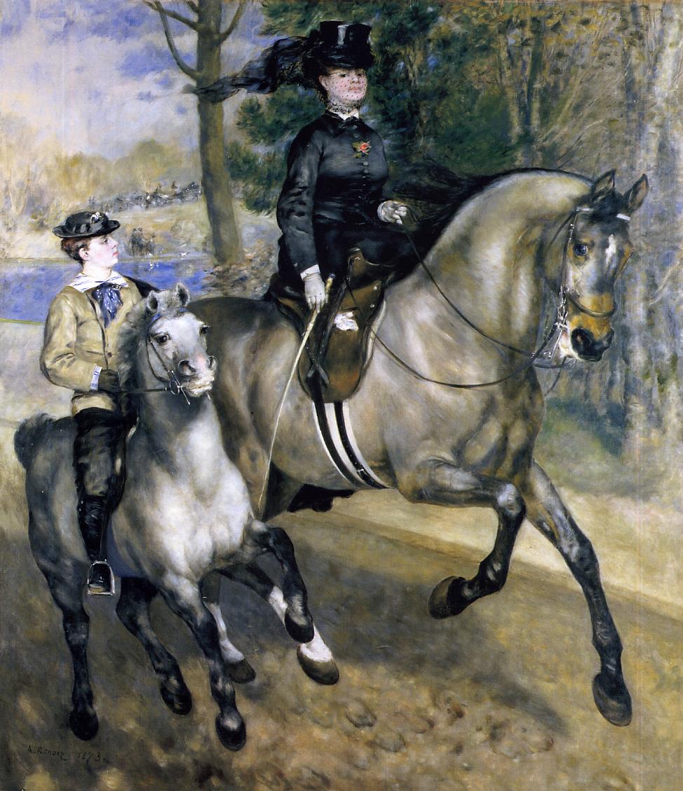 Riding in the Bois de Boulogne (Madame Henriette Darras or The Ride) - Pierre-Auguste Renoir painting on canvas